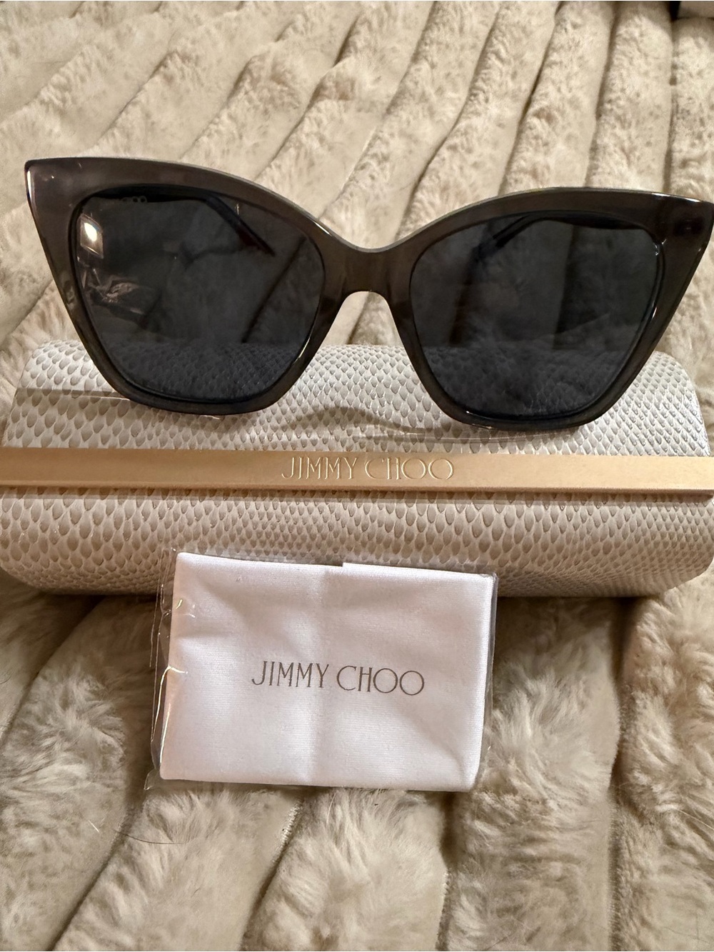 Jimmy Choo Gray Black Cat-Eye Sunglasses